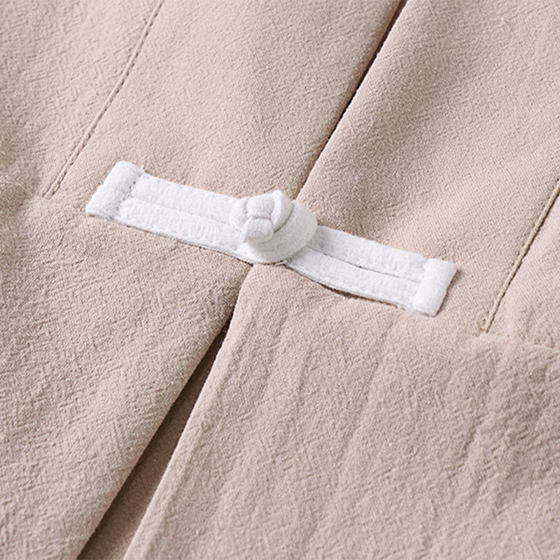 Buddha Stonesの長袖ボタンデザインメンズオープンフロントコットンリネンジャケット着物ポケット付き - image 9