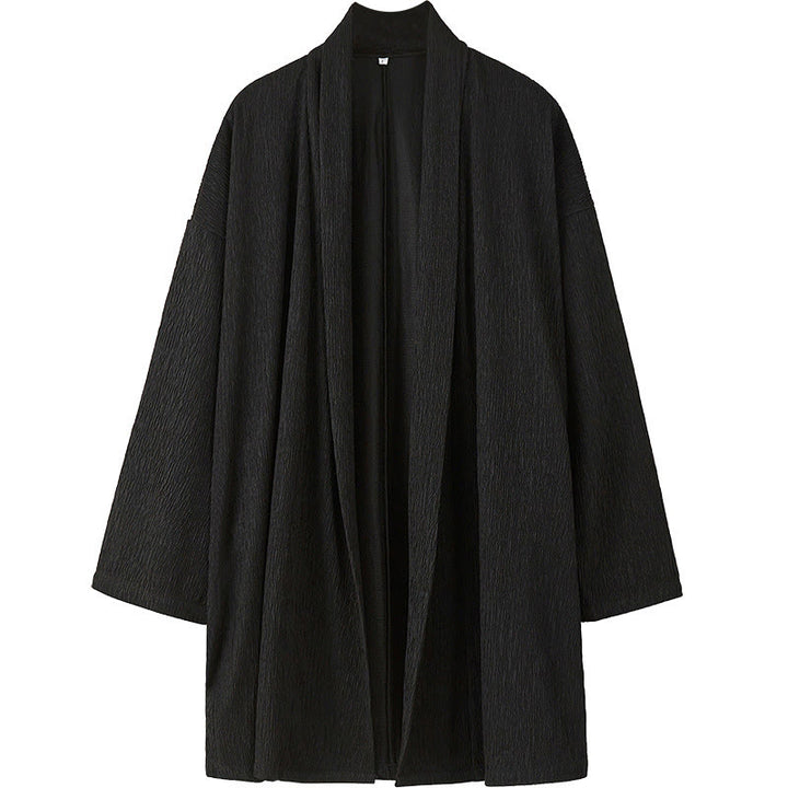 Buddha Stones春の純色オープンフロントコットンリネンメンズ長袖ジャケット着物 - image 10