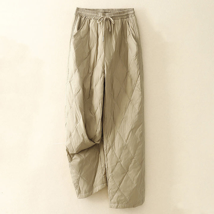 Buddha Stonesカジュアル ハイウエスト ドローストリングデザイン レディース ワイドレッグ コットンパンツ ポケット付き - ペールゴールデンロッド - US8-10,UK/AU12-14,EU40-42 (2XL) - image 1