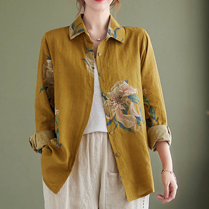 Buddha Stones文学芸術花柄コットン服 - image 12