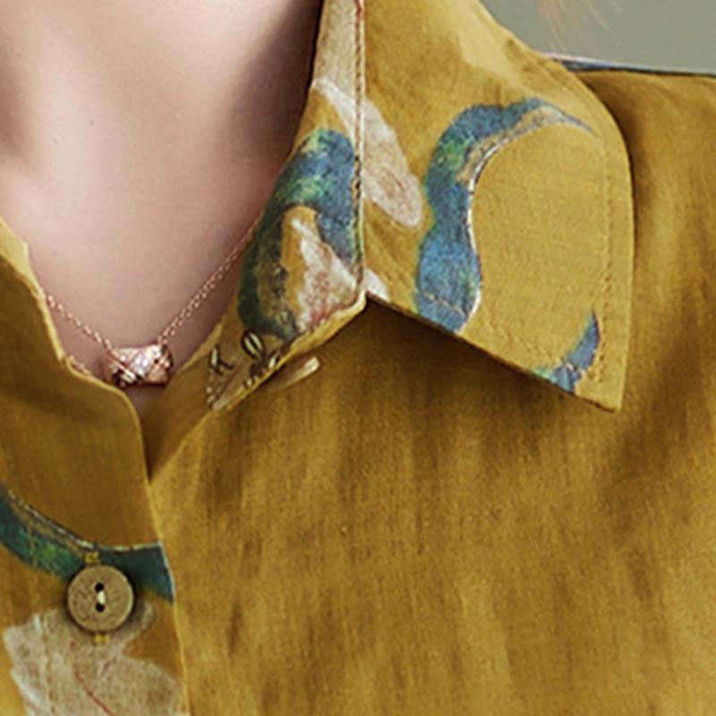 Buddha Stones文学芸術花柄コットン服 - image 5