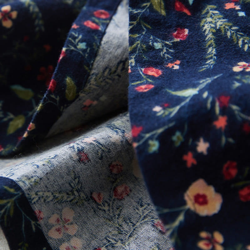 Buddha Stonesエスニックプリント 花柄 レースアップデザイン 長袖 コットンリネン ミディドレス - image 6