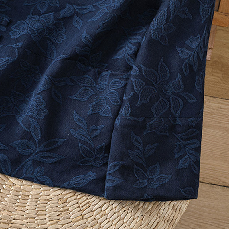 Buddha Stonesカジュアル ジャカード フロッグボタン レディース コットンリネン 長袖シャツ - image 11