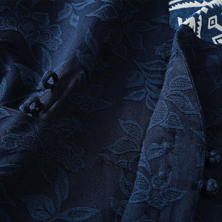 Buddha Stonesカジュアル ジャカード フロッグボタン レディース コットンリネン 長袖シャツ - image 10