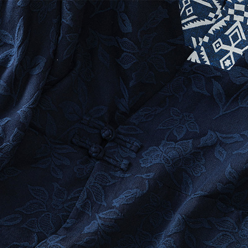 Buddha Stonesカジュアル ジャカード フロッグボタン レディース コットンリネン 長袖シャツ - image 8