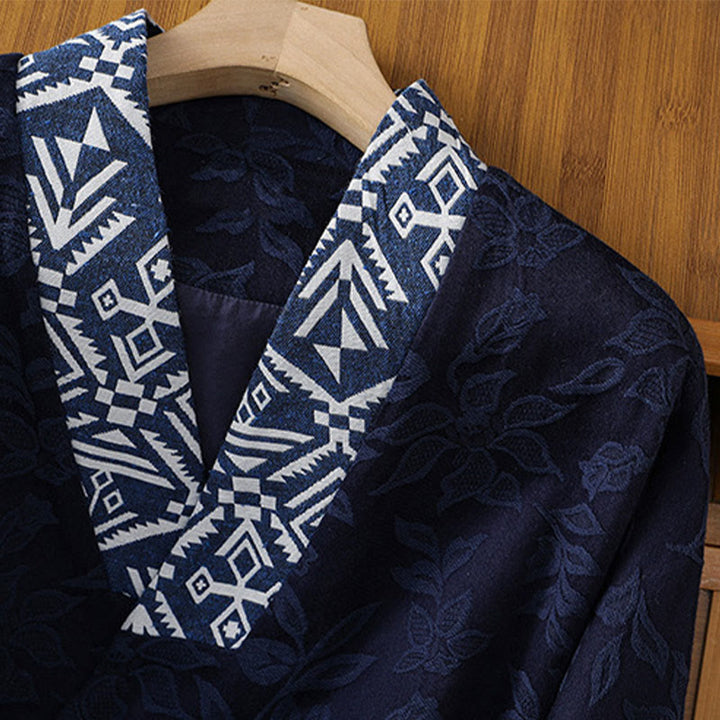 Buddha Stonesカジュアル ジャカード フロッグボタン レディース コットンリネン 長袖シャツ - image 3