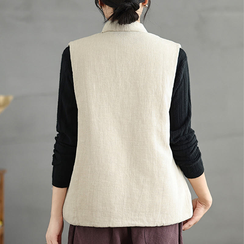 Buddha Stones無地レースアップ レディース ノースリーブ コットンベスト ウエストコート ポケット付き - image 21