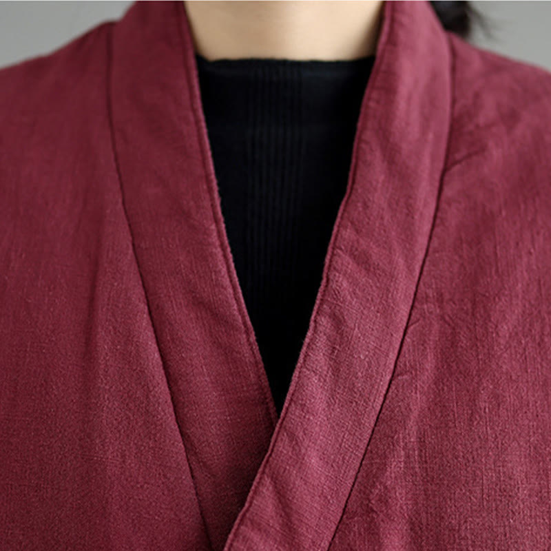 Buddha Stones無地レースアップ レディース ノースリーブ コットンベスト ウエストコート ポケット付き - image 14