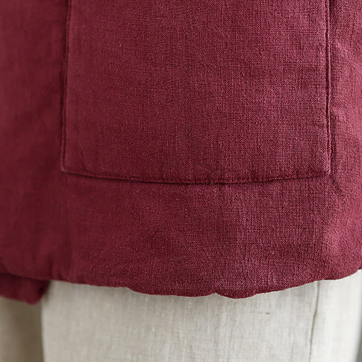 Buddha Stones無地レースアップ レディース ノースリーブ コットンベスト ウエストコート ポケット付き - image 15