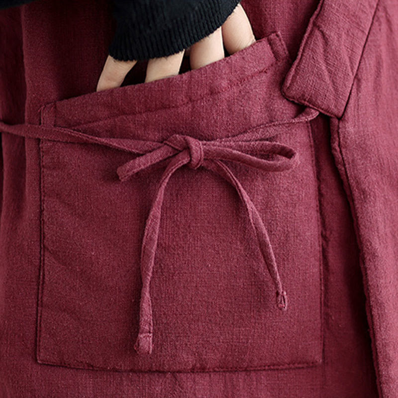 Buddha Stones無地レースアップ レディース ノースリーブ コットンベスト ウエストコート ポケット付き - image 13