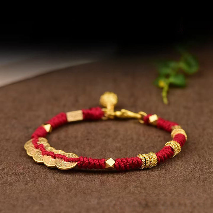 Buddha Stones手作り五帝銭富紐編みブレスレット - image 2