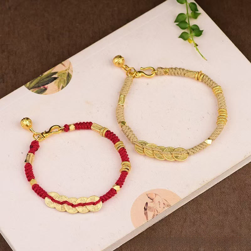 Buddha Stones手作り五帝銭富紐編みブレスレット - image 7