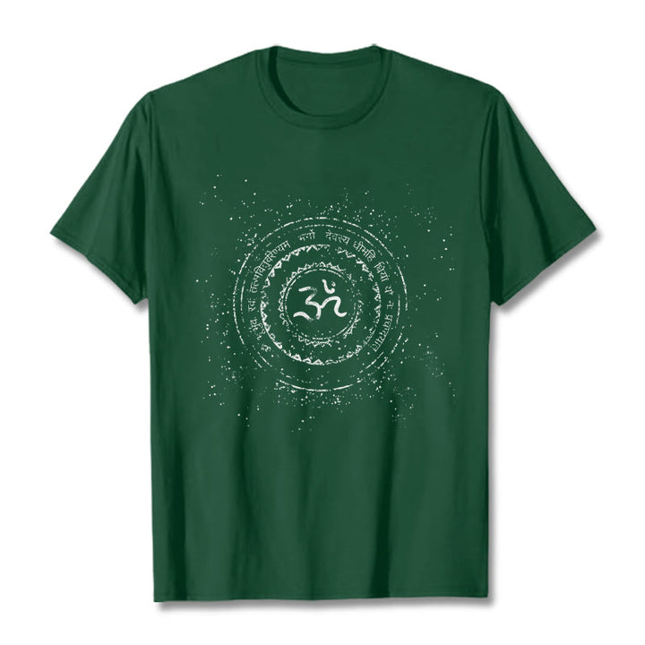 Buddha Stones曼荼羅オームシンボルマントラ柄TシャツコットンTシャツ - フォレストグリーン - 2XL - image 11