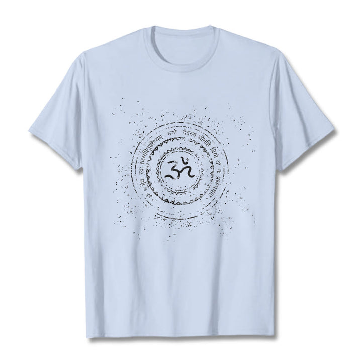 Buddha Stones曼荼羅オームシンボルマントラ柄TシャツコットンTシャツ - ライトシアン - 2XL - image 19
