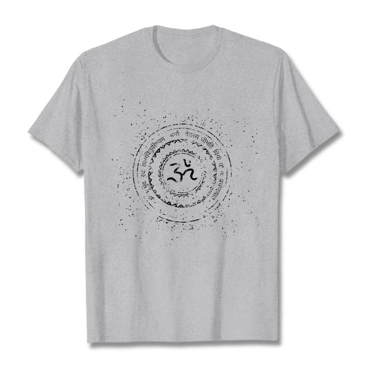 Buddha Stones曼荼羅オームシンボルマントラ柄TシャツコットンTシャツ - ライトグレー - 2XL - image 20
