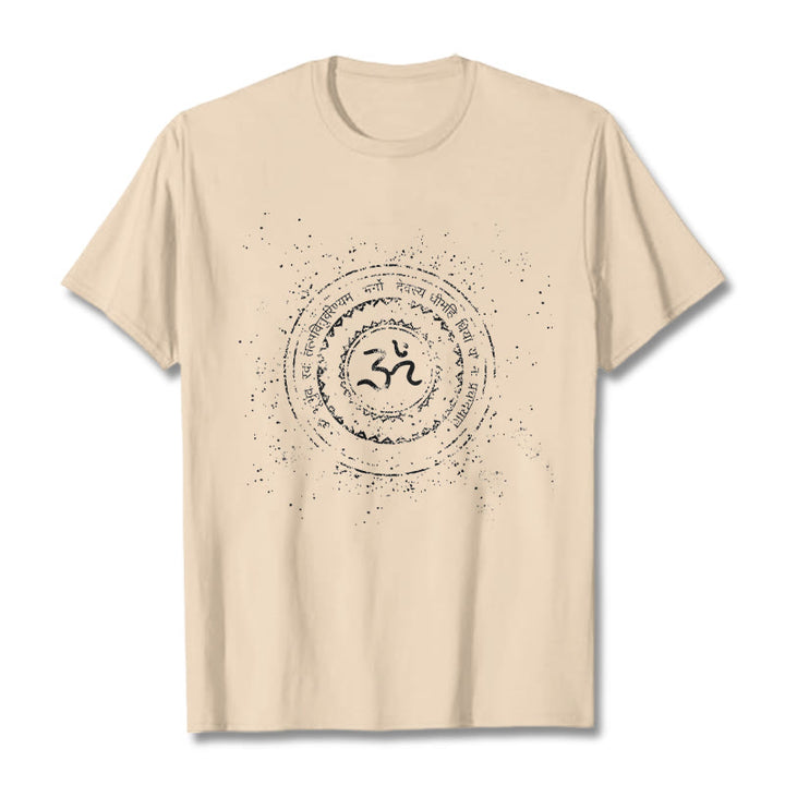 Buddha Stones曼荼羅オームシンボルマントラ柄TシャツコットンTシャツ - ビスク - 2XL - image 9
