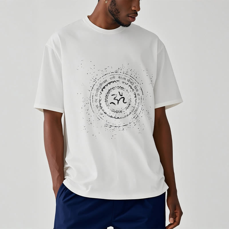 Buddha Stones曼荼羅オームシンボルマントラ柄TシャツコットンTシャツ - image 2