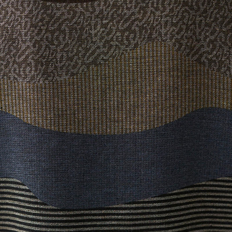 Buddha Stonesエスニックプリントストライプ柄長袖コットンリネンミディドレス(ポケット付き) - image 27