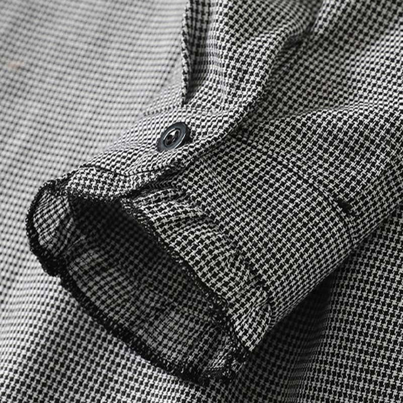 Buddha Stonesのチェック柄プリーツフリルデザイン長袖コットンミディドレス(ポケット付き) - image 5