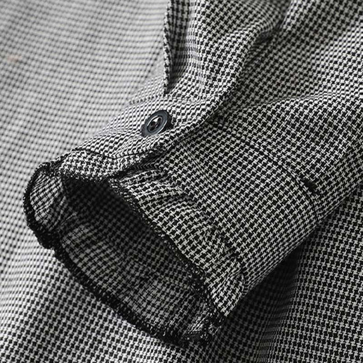 Buddha Stonesのチェック柄プリーツフリルデザイン長袖コットンミディドレス(ポケット付き) - image 5