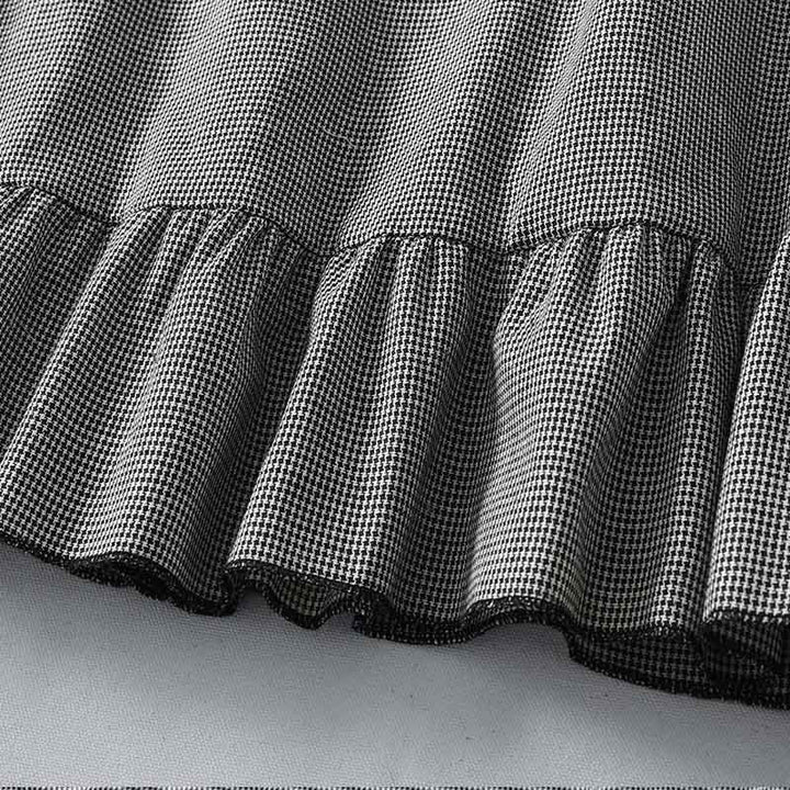 Buddha Stonesのチェック柄プリーツフリルデザイン長袖コットンミディドレス(ポケット付き) - image 8