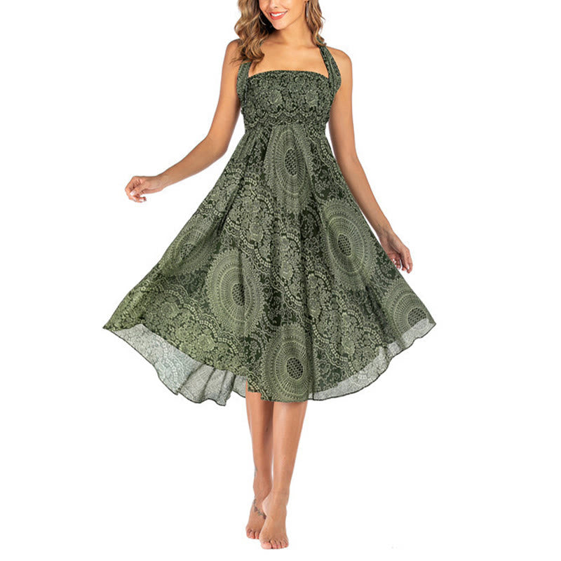 Buddha Stonesの2つのスタイルで着るボヘミアンコンパスローズフラワースカートドレス - image 8