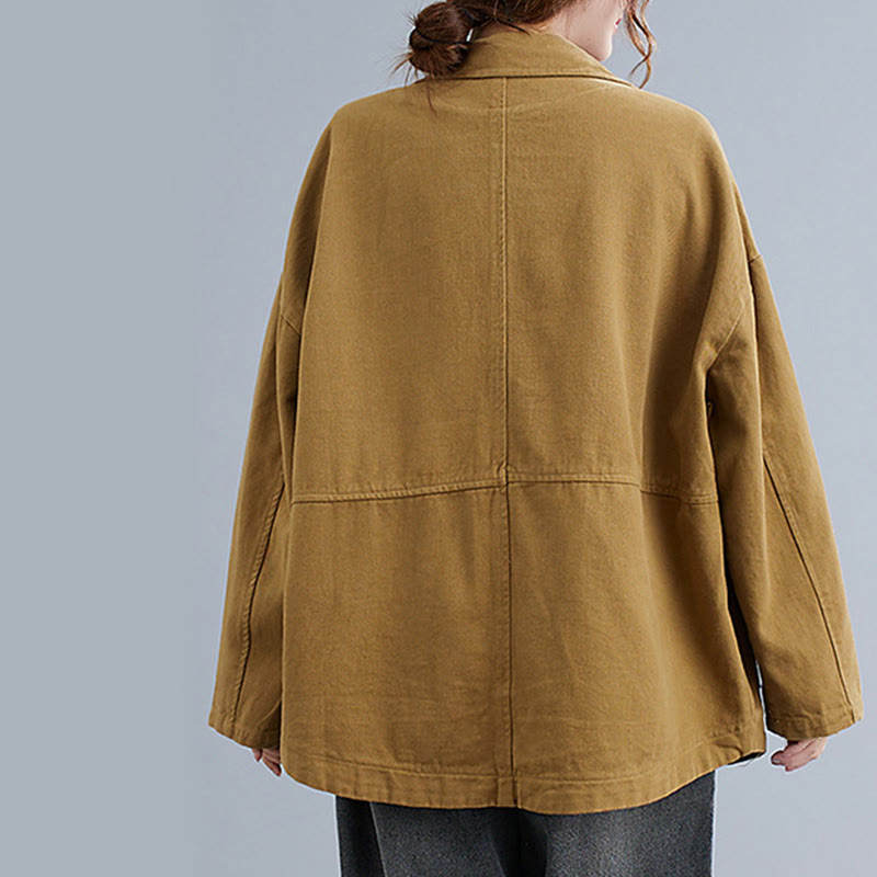 Buddha Stones無地レディース 長袖 コットン ブレザー ジャケット ポケット付き - image 2