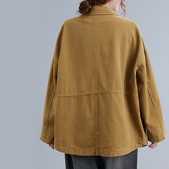 Buddha Stones無地レディース 長袖 コットン ブレザー ジャケット ポケット付き - image 2