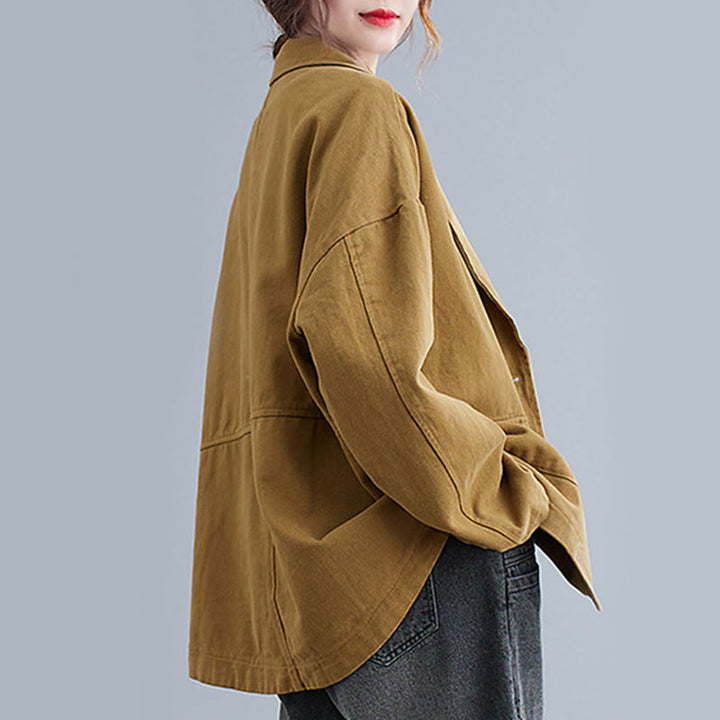 Buddha Stones無地レディース 長袖 コットン ブレザー ジャケット ポケット付き - image 3