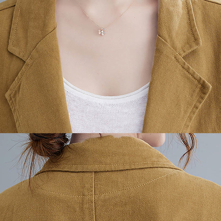 Buddha Stones無地レディース 長袖 コットン ブレザー ジャケット ポケット付き - image 7