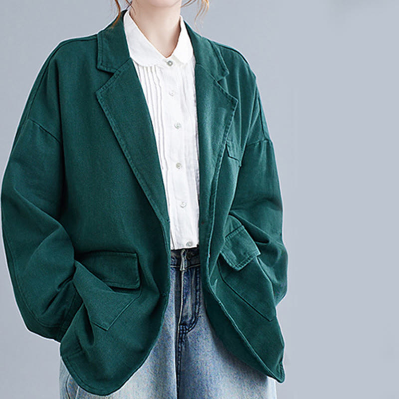 Buddha Stones無地レディース 長袖 コットン ブレザー ジャケット ポケット付き - image 18