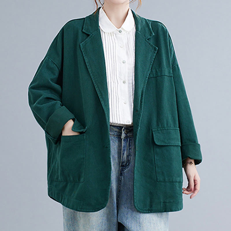 Buddha Stones無地レディース 長袖 コットン ブレザー ジャケット ポケット付き - image 16