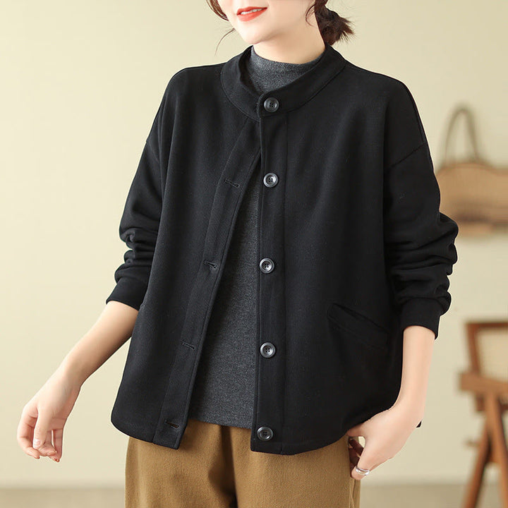 Buddha Stones無地 レディース コットン 長袖 ジャケット ポケット付き - image 4