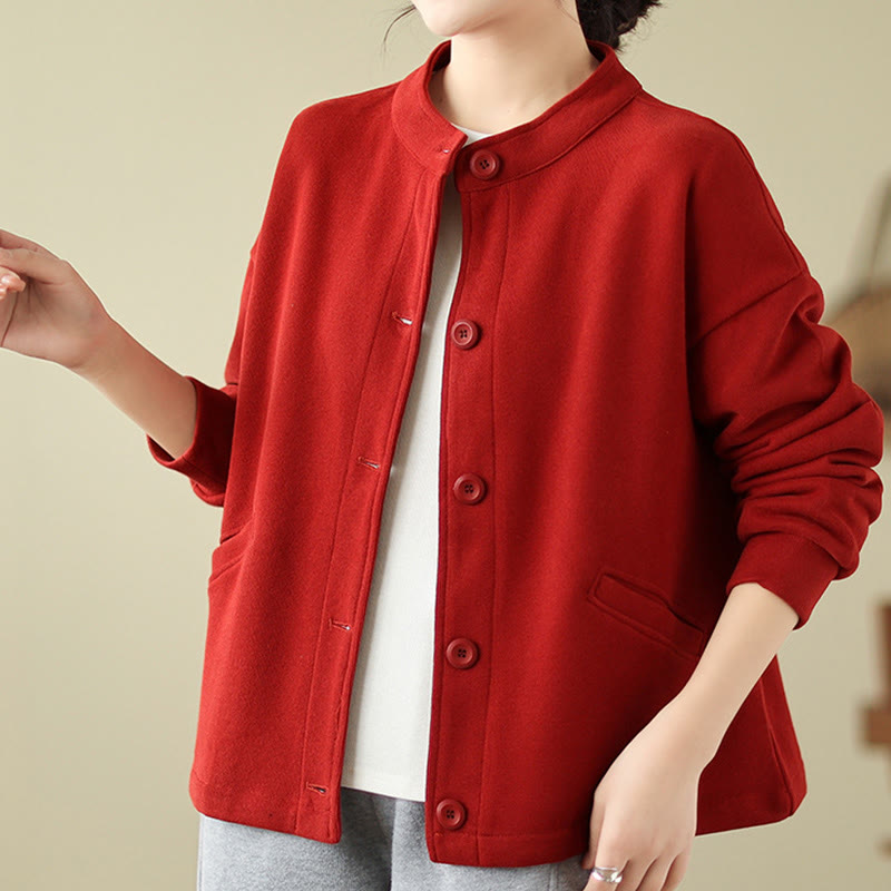 Buddha Stones無地 レディース コットン 長袖 ジャケット ポケット付き - image 6