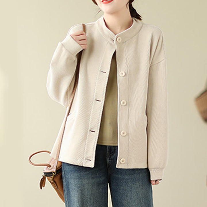 Buddha Stones無地 レディース コットン 長袖 ジャケット ポケット付き - image 17