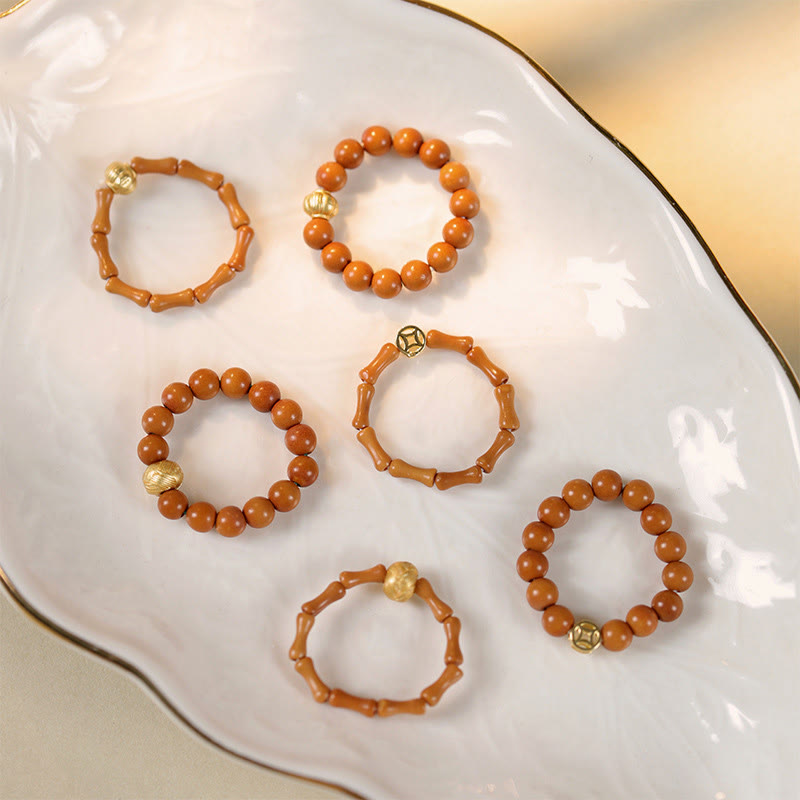 Buddha Stonesオリーブピットビーズ銅貨内なる力の指輪 - image 18