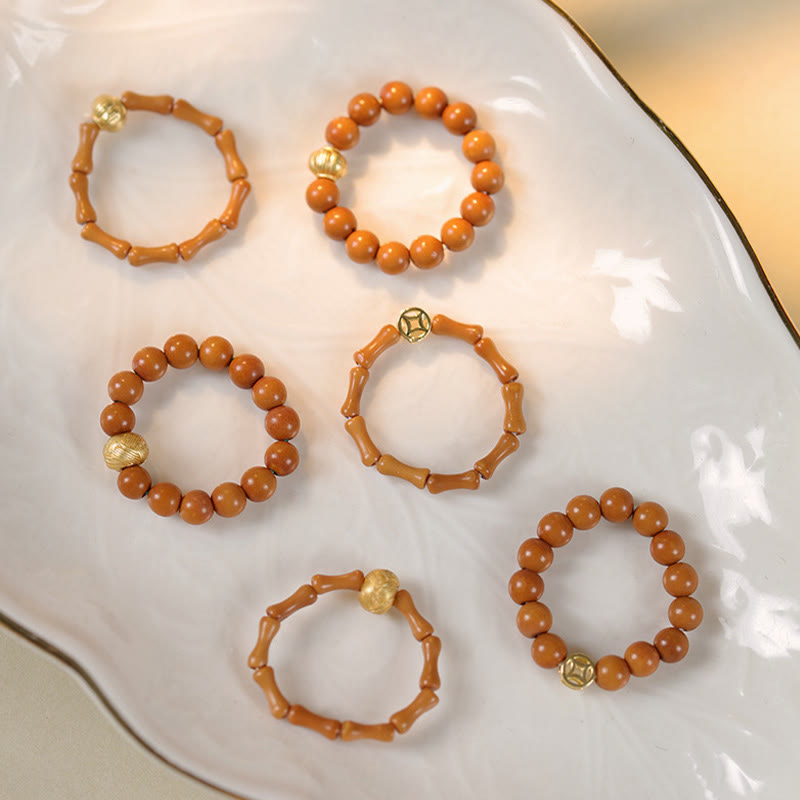 Buddha Stonesオリーブピットビーズ銅貨内なる力の指輪 - image 17