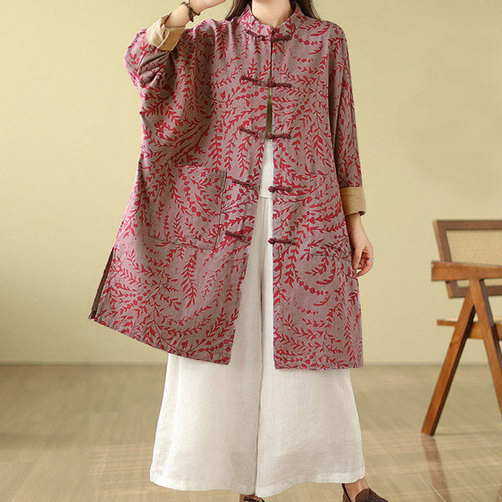 Buddha Stonesカエルボタン 蔓葉 レディース ポケット付きコート - image 12