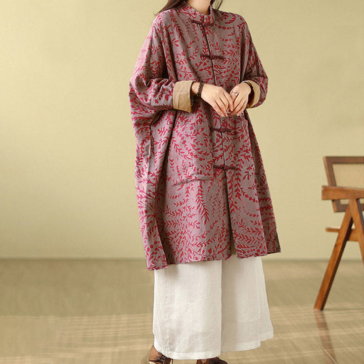 Buddha Stonesカエルボタン 蔓葉 レディース ポケット付きコート - image 9