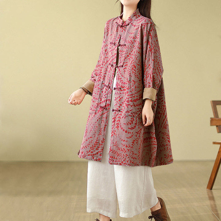 Buddha Stonesカエルボタン 蔓葉 レディース ポケット付きコート - image 8