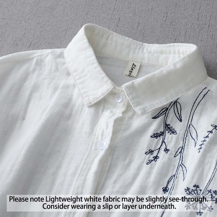 Buddha Stones秋 タンポポ 花 ボタン 長袖 レディース コットンシャツ - image 2