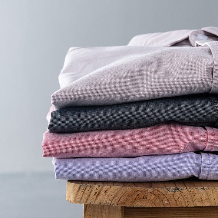 Buddha Stones無地長袖ボタンダウンデザインメンズコットンシャツ - image 26