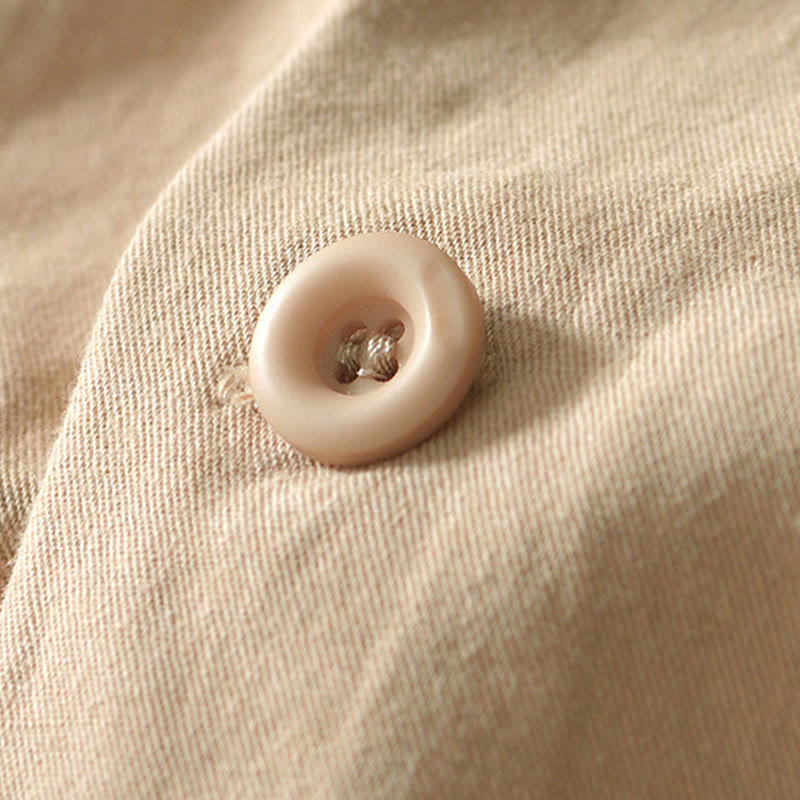 Buddha Stones秋冬 無地 長袖 ボタンダウン メンズ コットンシャツ ポケット付き - image 3