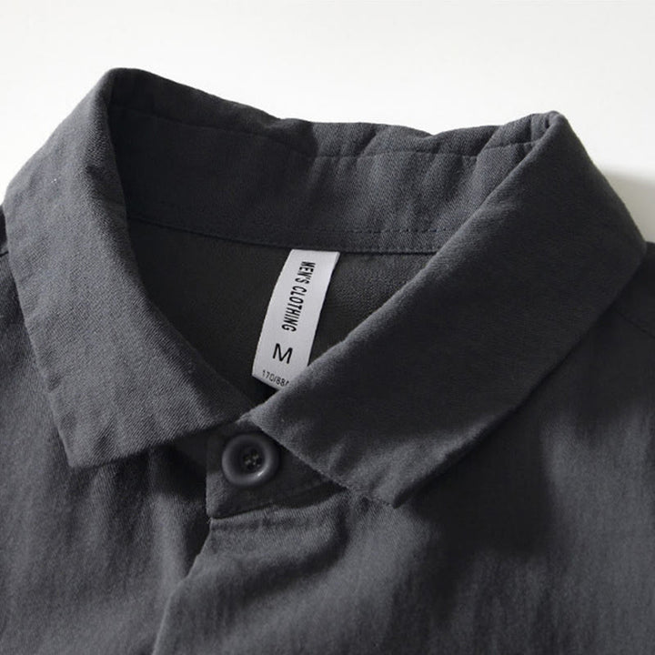 Buddha Stones秋冬 無地 長袖 ボタンダウン メンズ コットンシャツ ポケット付き - image 16