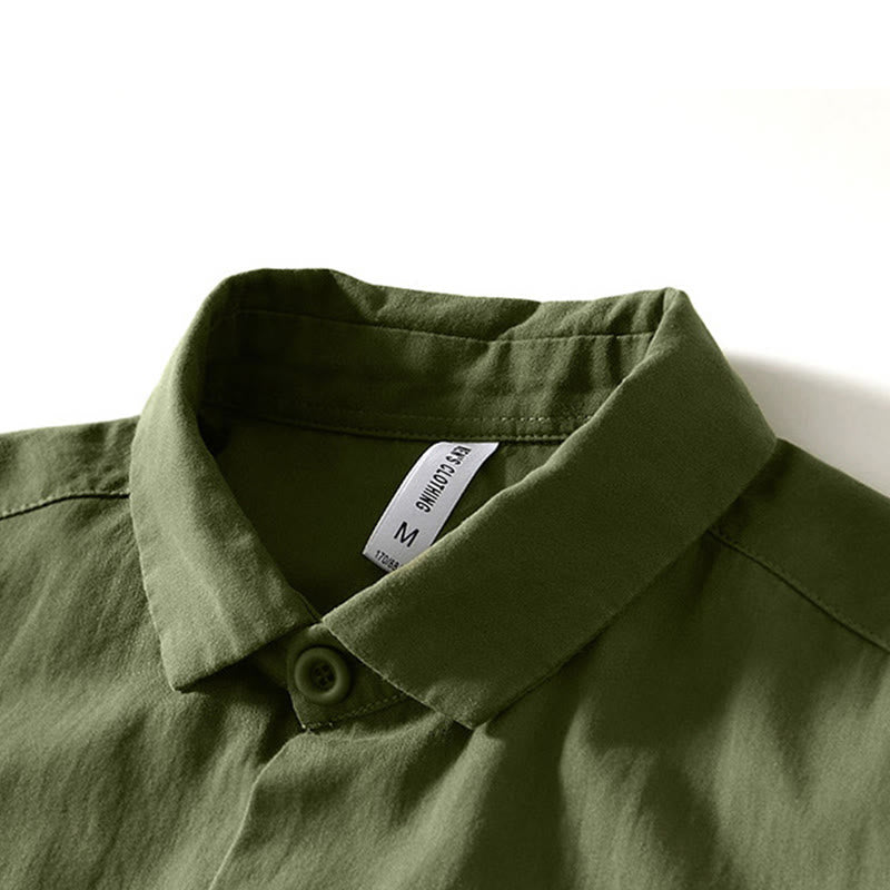 Buddha Stones秋冬 無地 長袖 ボタンダウン メンズ コットンシャツ ポケット付き - image 24