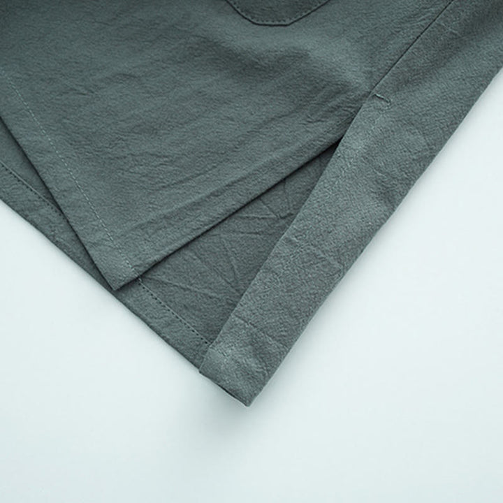 Buddha Stones無地 長袖 フロッグボタンデザイン コットン メンズシャツ - image 7