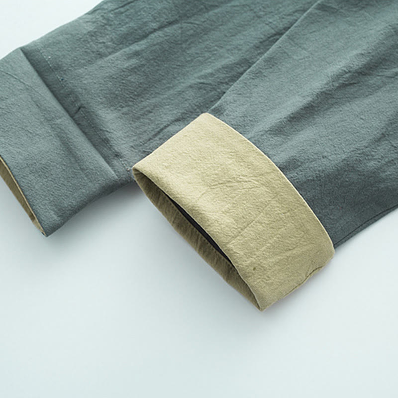 Buddha Stones無地 長袖 フロッグボタンデザイン コットン メンズシャツ - image 8