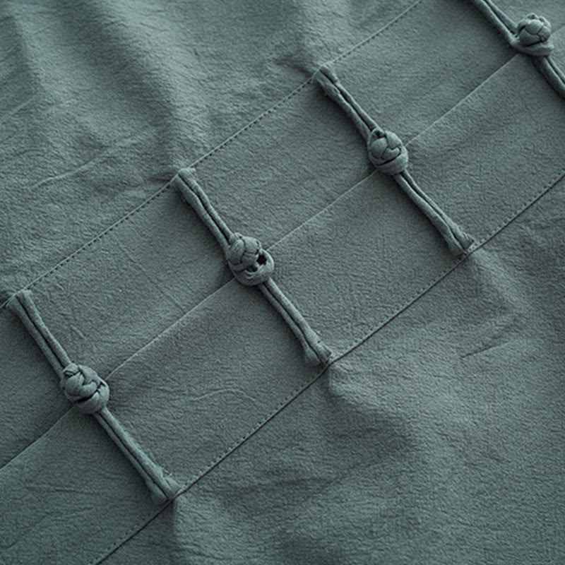 Buddha Stones無地 長袖 フロッグボタンデザイン コットン メンズシャツ - image 5