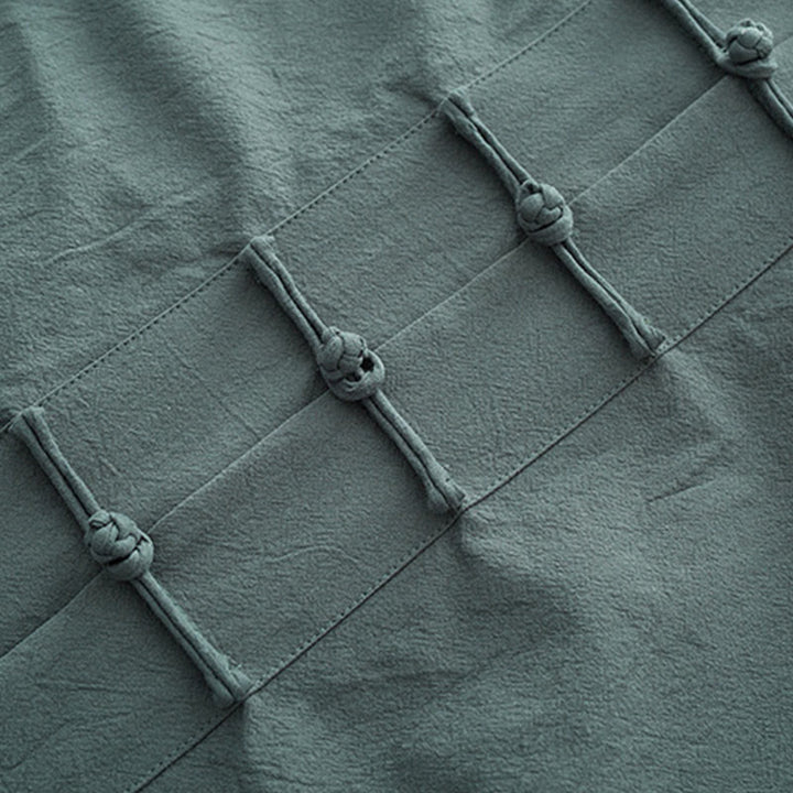 Buddha Stones無地 長袖 フロッグボタンデザイン コットン メンズシャツ - image 5