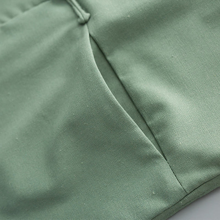 Buddha Stones無地 刺繍 波 長袖 フロッグボタン コットンリネン メンズシャツ - image 4